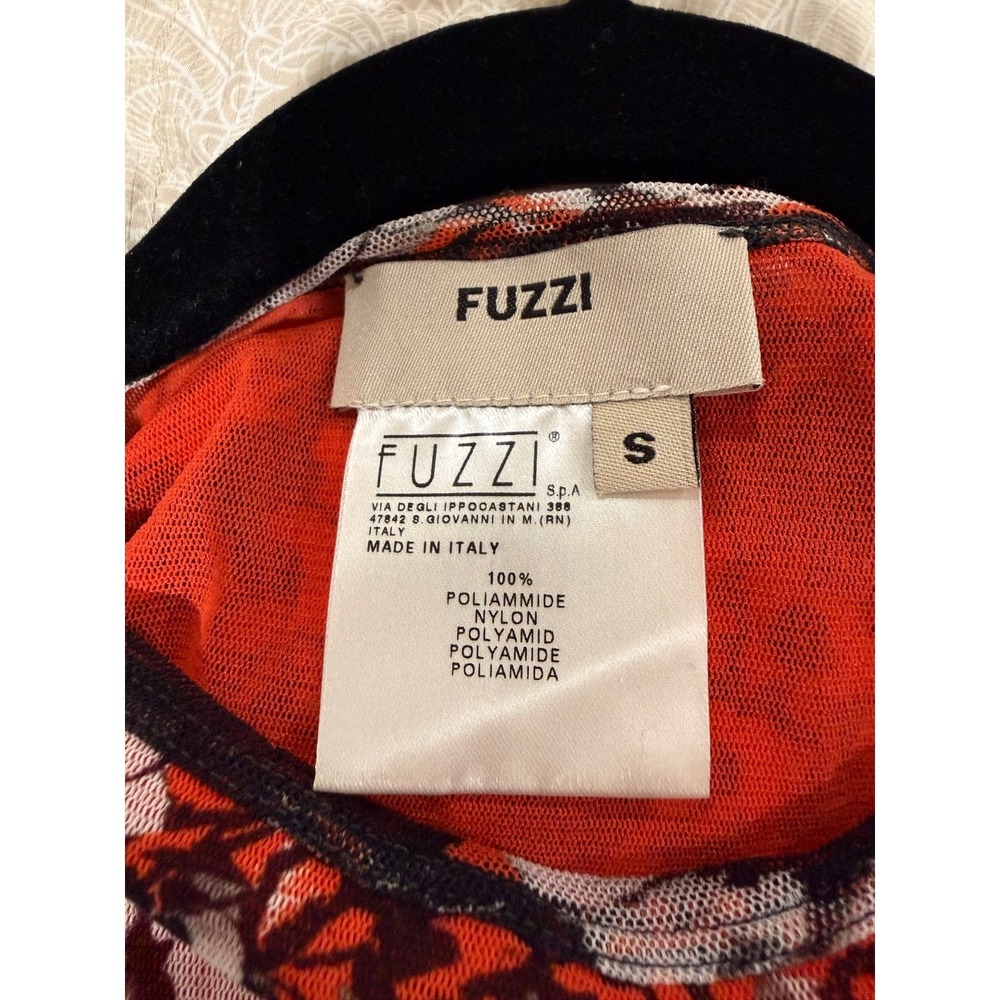 Fuzzi Womens Floral Mesh Stretch Long Sleeve Asymmetric Top Blouse Italy Made/S - Picture 7 of 8